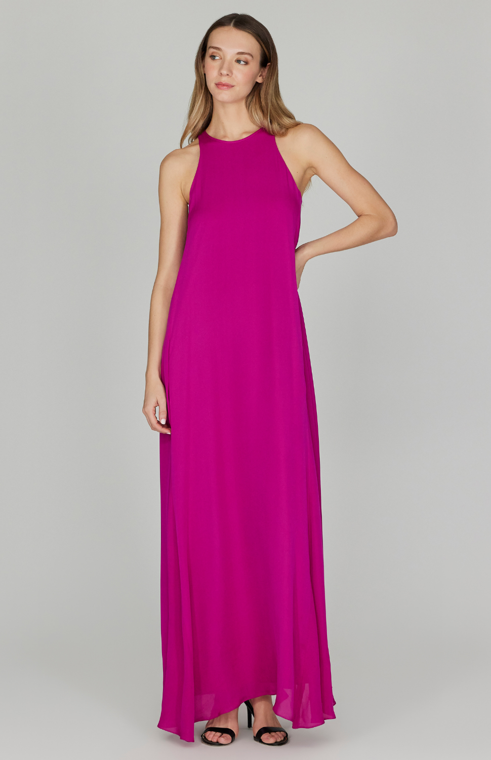 Silk Georgette Long Sleeveless Trapeze Gown Mi Jong Lee Silk Georgette Long Sleeveless Trapeze Gown Mi Jong Lee