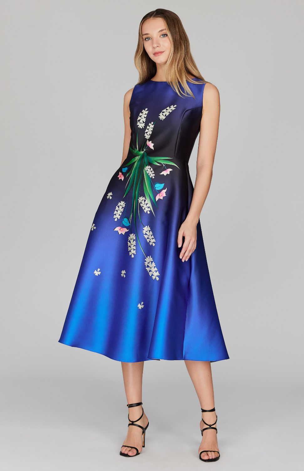 Hyacinth Print Fit & Flare Dress Mi Jong Lee Hyacinth Print Fit & Flare Dress Mi Jong Lee
