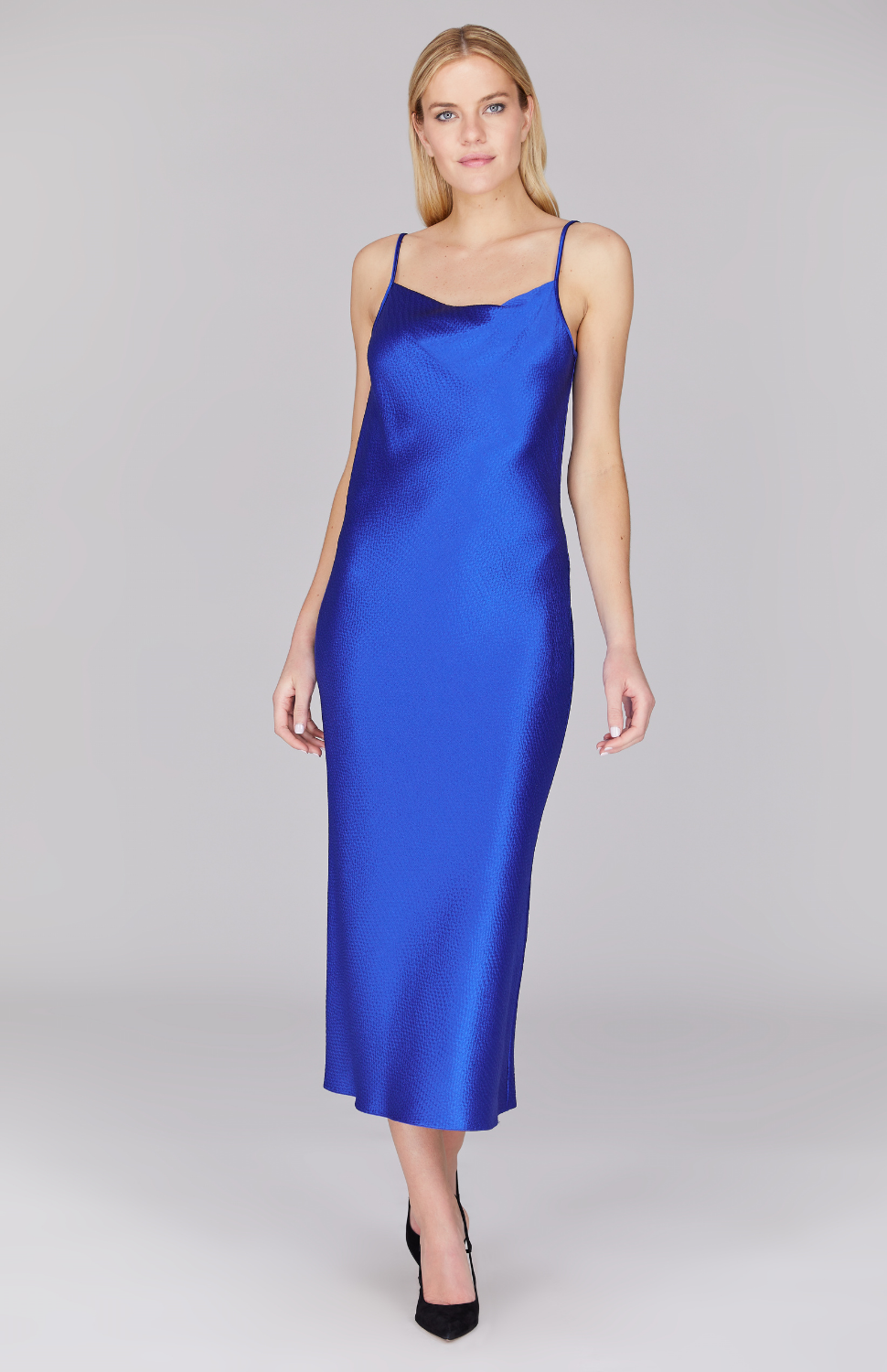 blue dress for baby girl Krystal Satin Wrap Gown — Deep Blue Maxi Dress main image 1