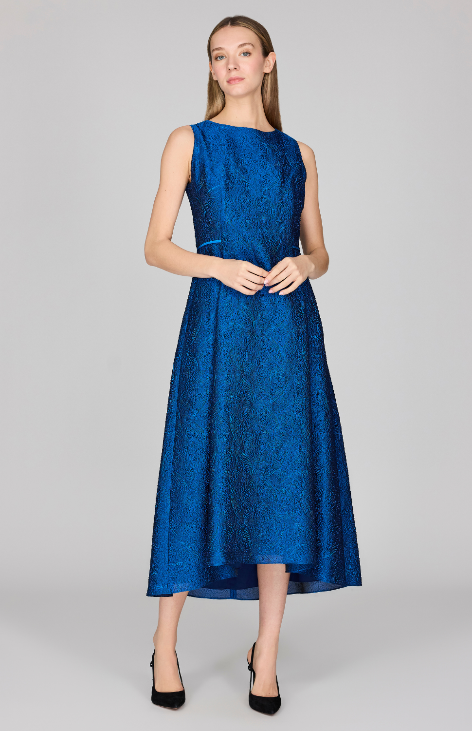 Textural Organza Sleeveless Fit & Flare Dress 16 / Blue OY Textural Organza Sleeveless Fit & Flare Dress 16 / Blue OY