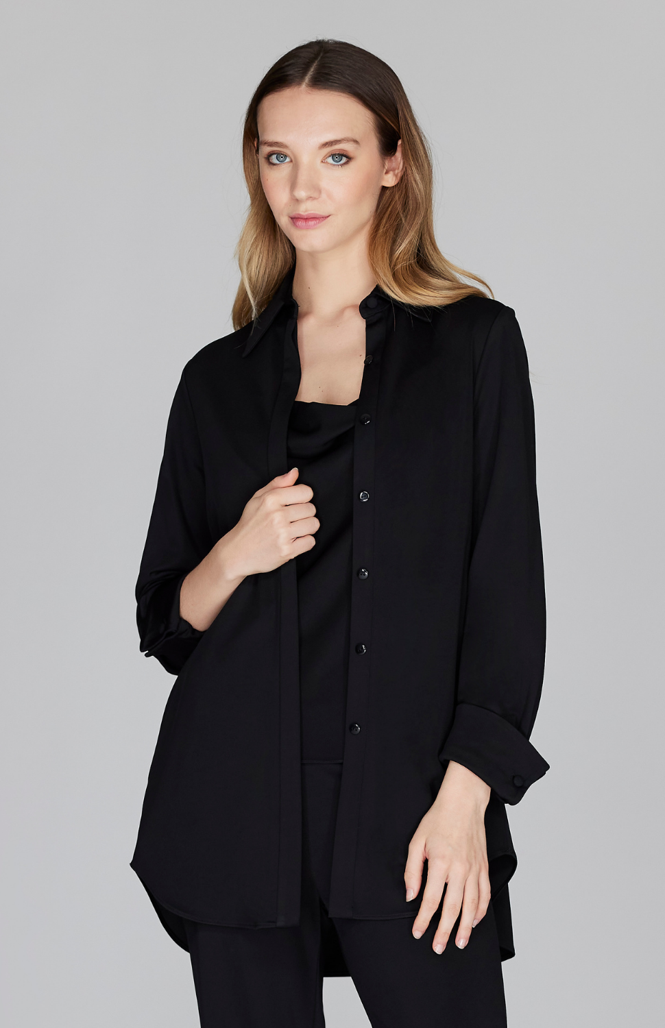 Matte Jersey Oversized Collared Shirt