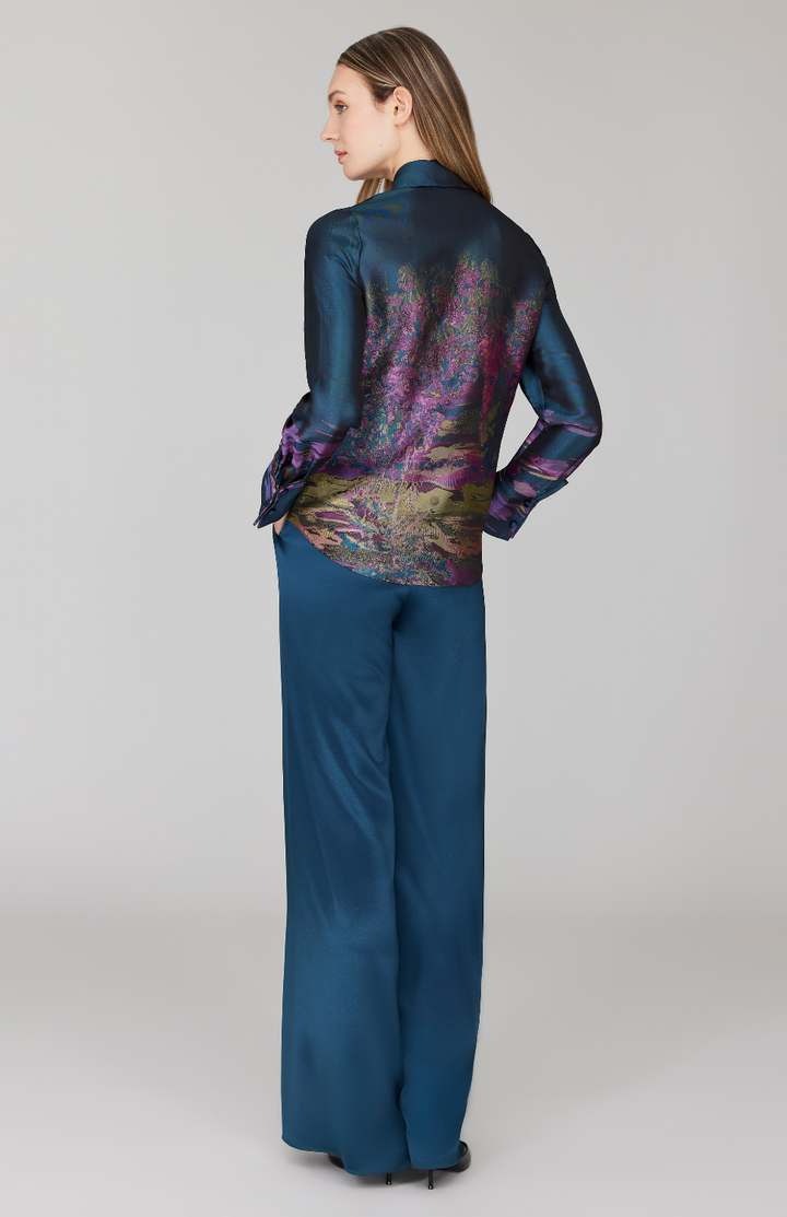 Dusk Landscape Jacquard Tailored Button Down w/ Relaxed Sleeve