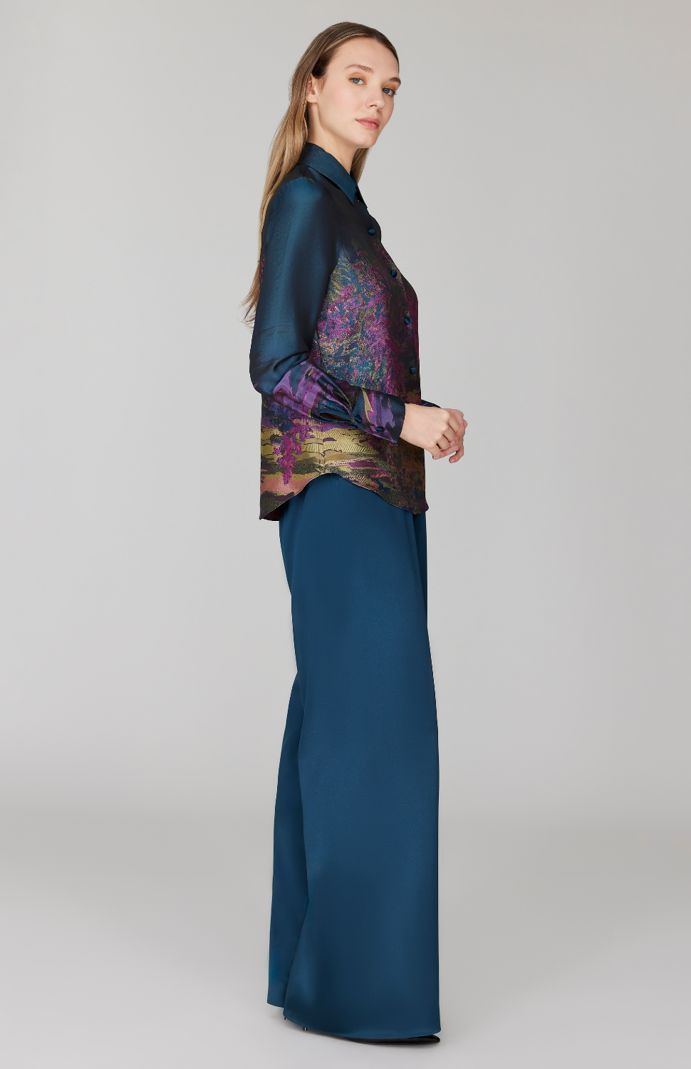 Dusk Landscape Jacquard Tailored Button Down w/ Relaxed Sleeve