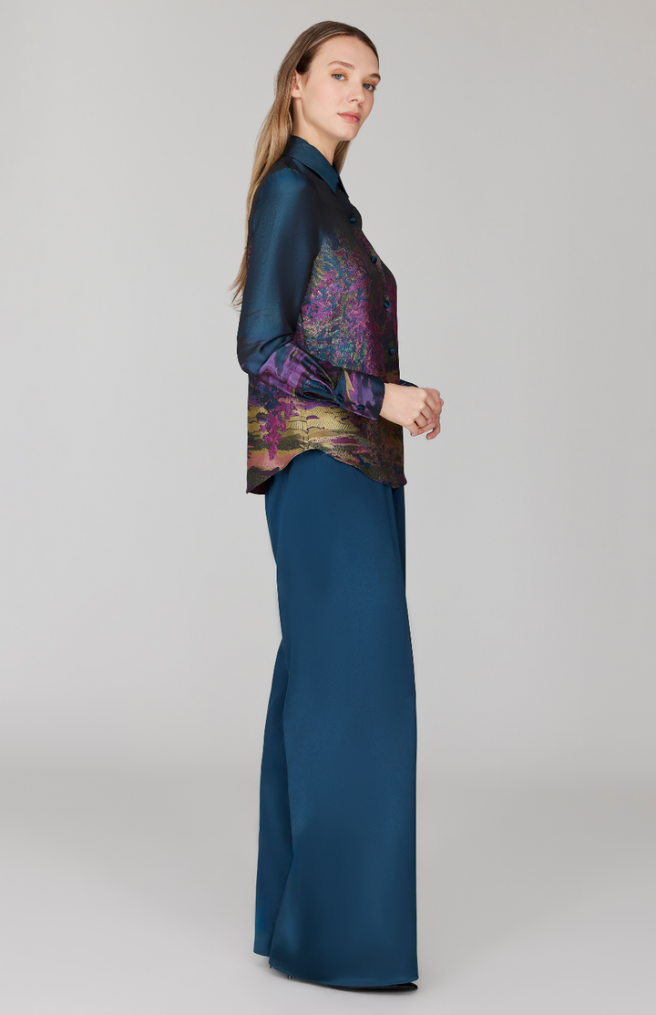 Dusk Landscape Jacquard Tailored Button Down w/ Relaxed Sleeve