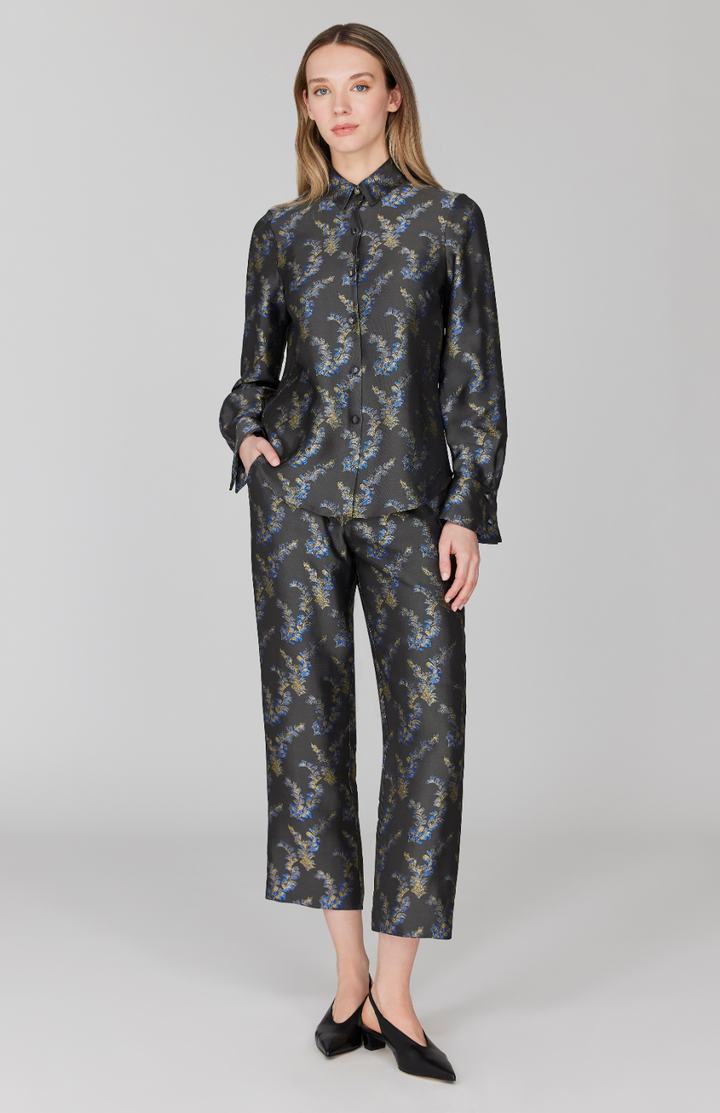 Feather Jacquard Straight Leg Pant