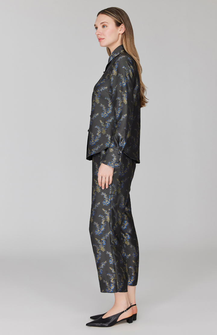 Feather Jacquard Tailored Button Down w/ Relaxed Sleeve