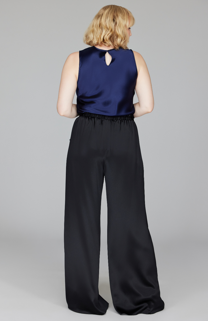 Satin Crew Neck Bias Tank