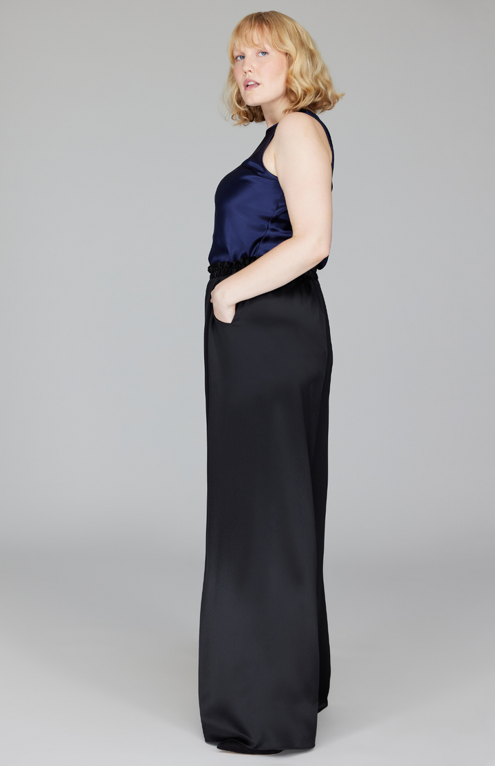 Satin Crew Neck Bias Tank