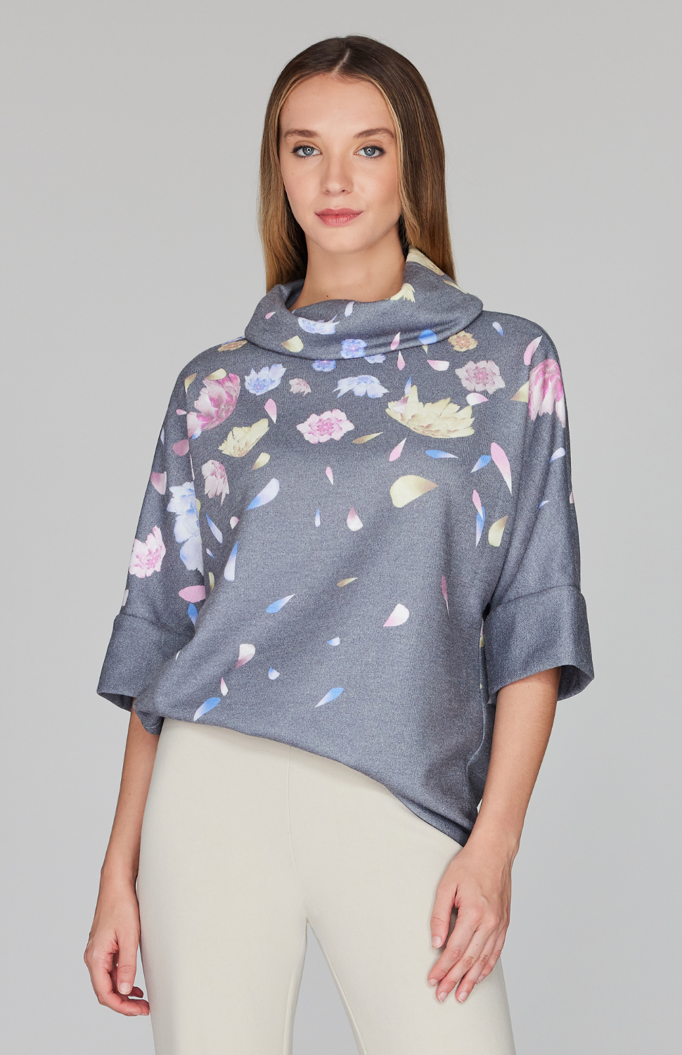 Scattered Blossom Sweater Poncho