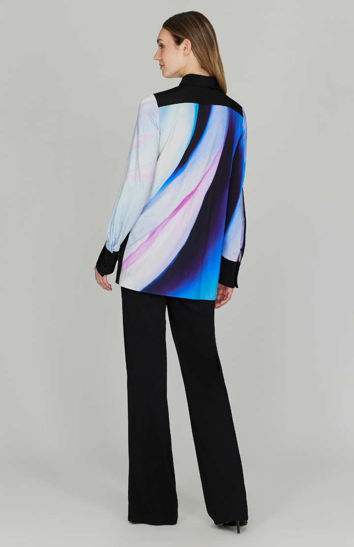 Flower Twist Collared Shirt w/ Relaxed Sleeve