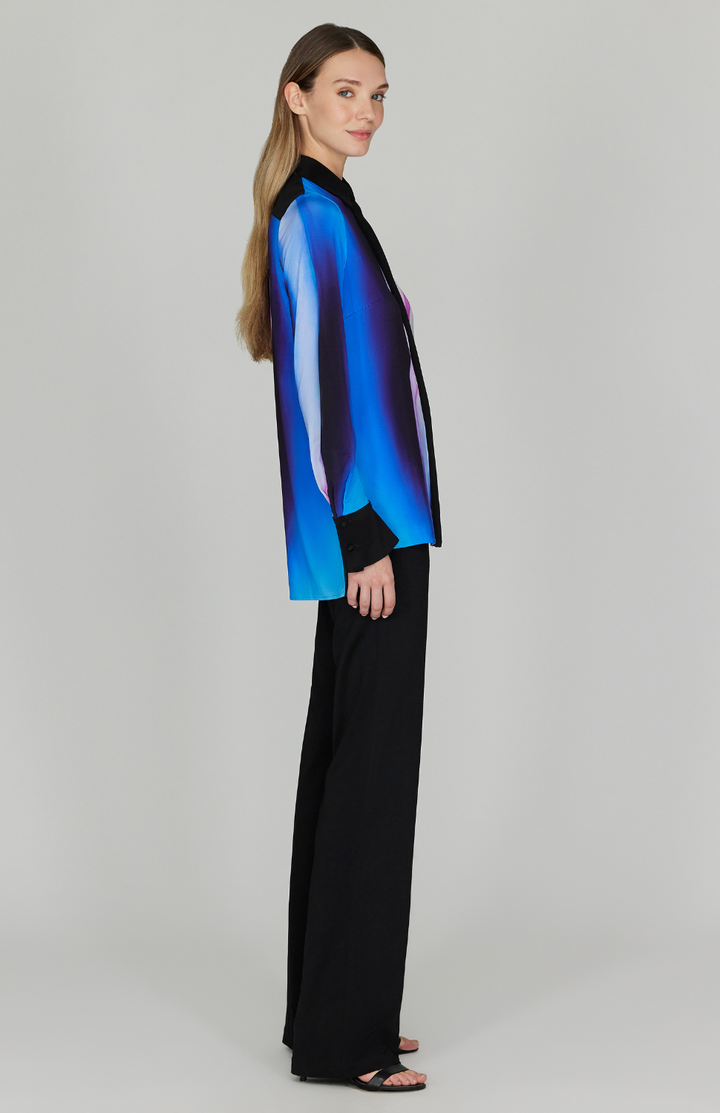 Flower Twist Collared Shirt w/ Relaxed Sleeve