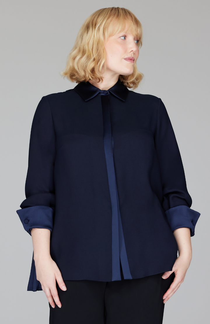 Pleat Back Collared Shirt