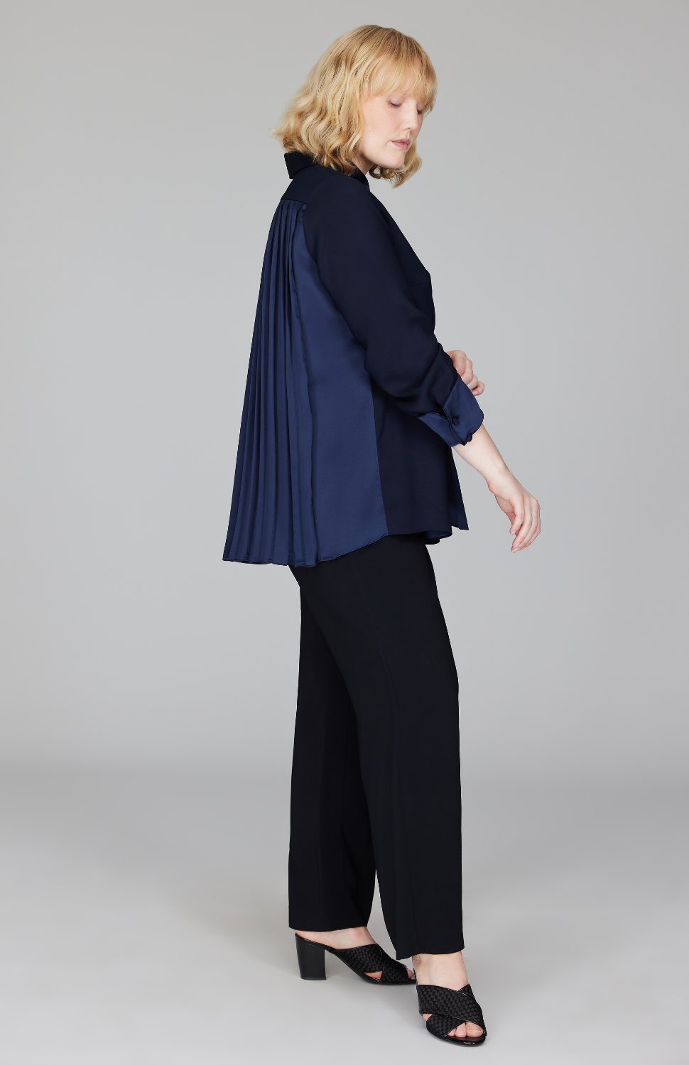 Pleat Back Collared Shirt