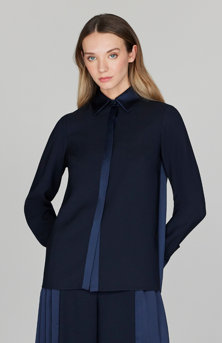 Pleat Back Collared Shirt