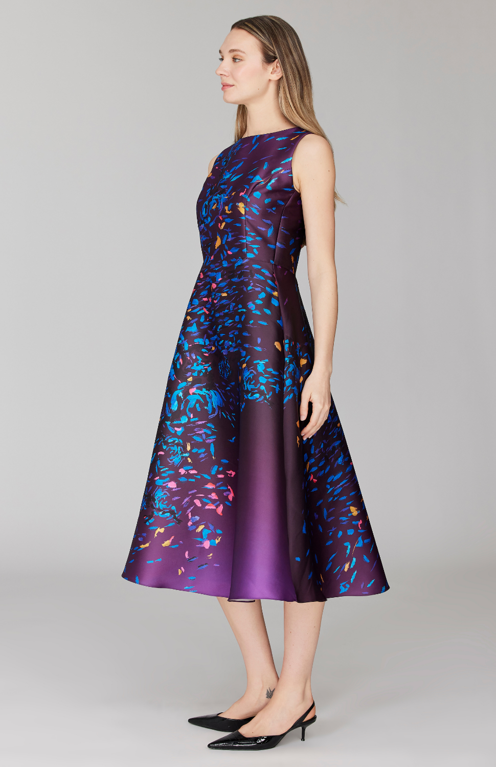 Paint Dot Print Sleeveless Fit & Flare Dress