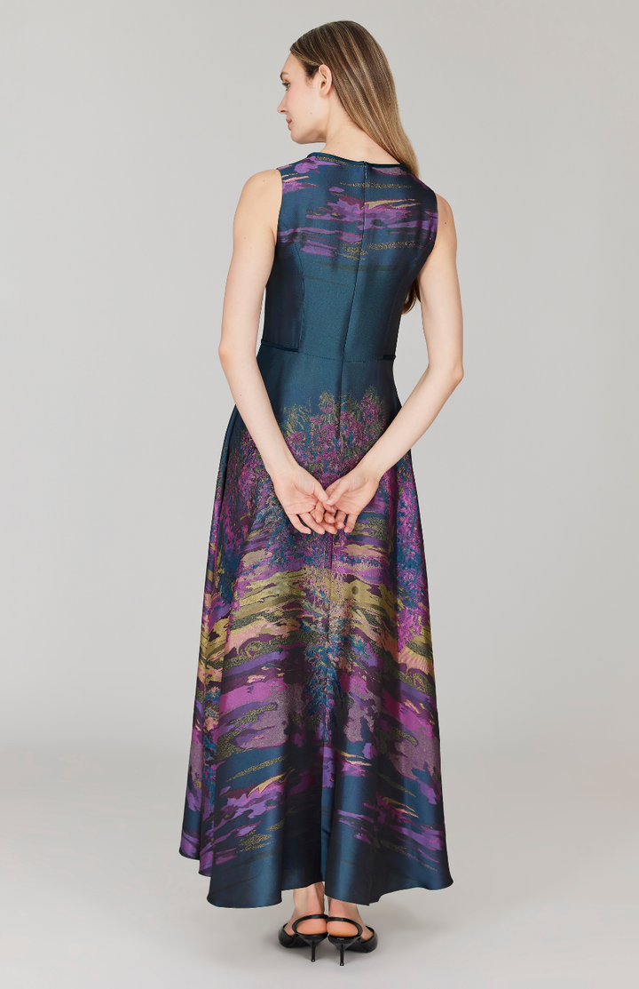 Dusk Landscape Jacquard Sleeveless Fit & Flare Gown