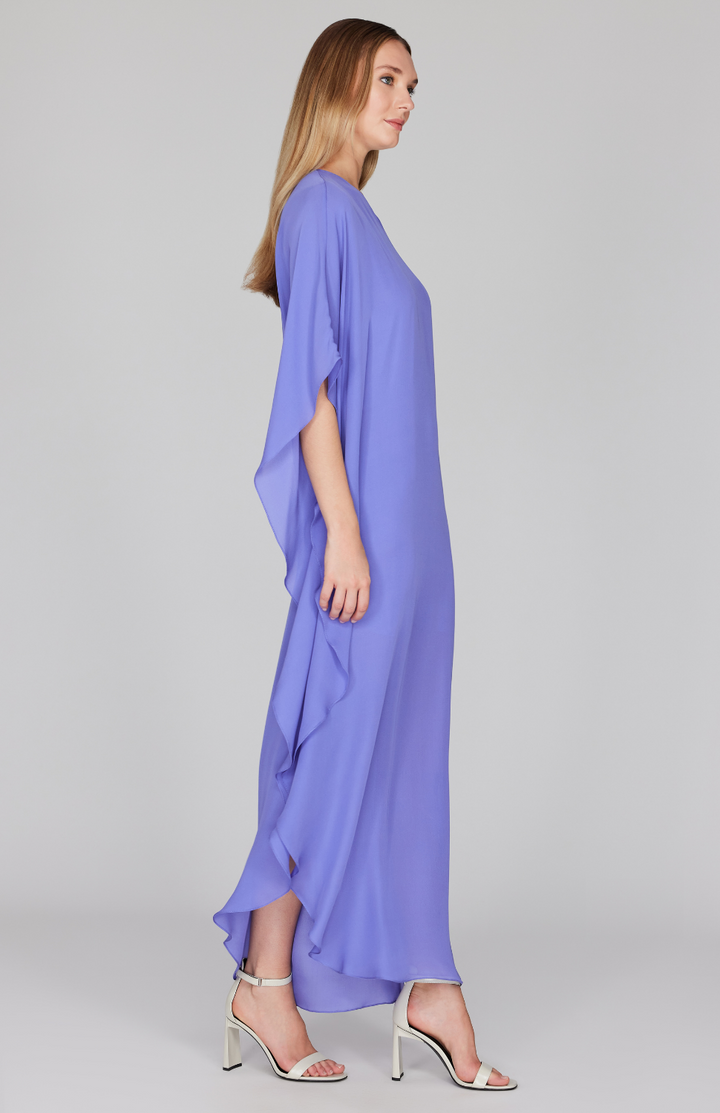 Silk Georgette One Shoulder Cascade Gown