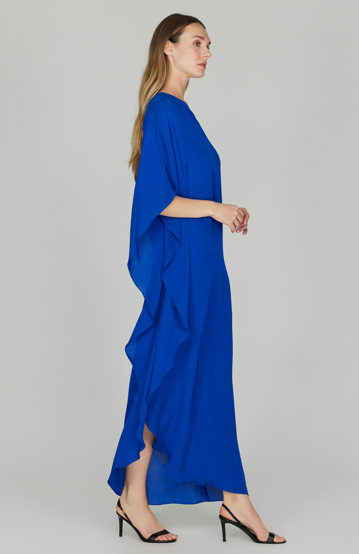 Silk Georgette One Shoulder Cascade Gown