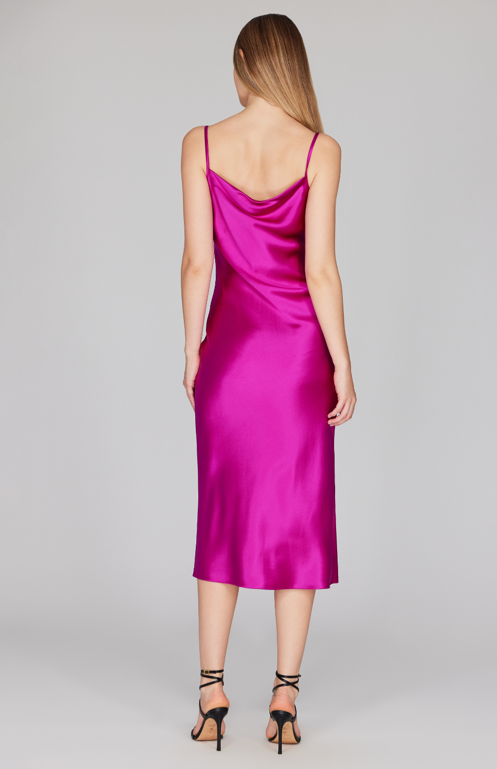 Satin Drape Front Camisole Dress