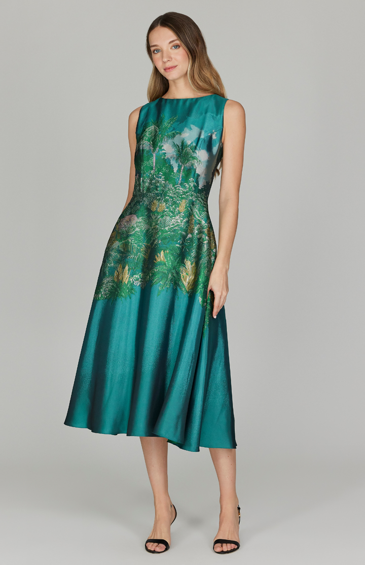 Rainforest Jacquard Fit & Flare Dress