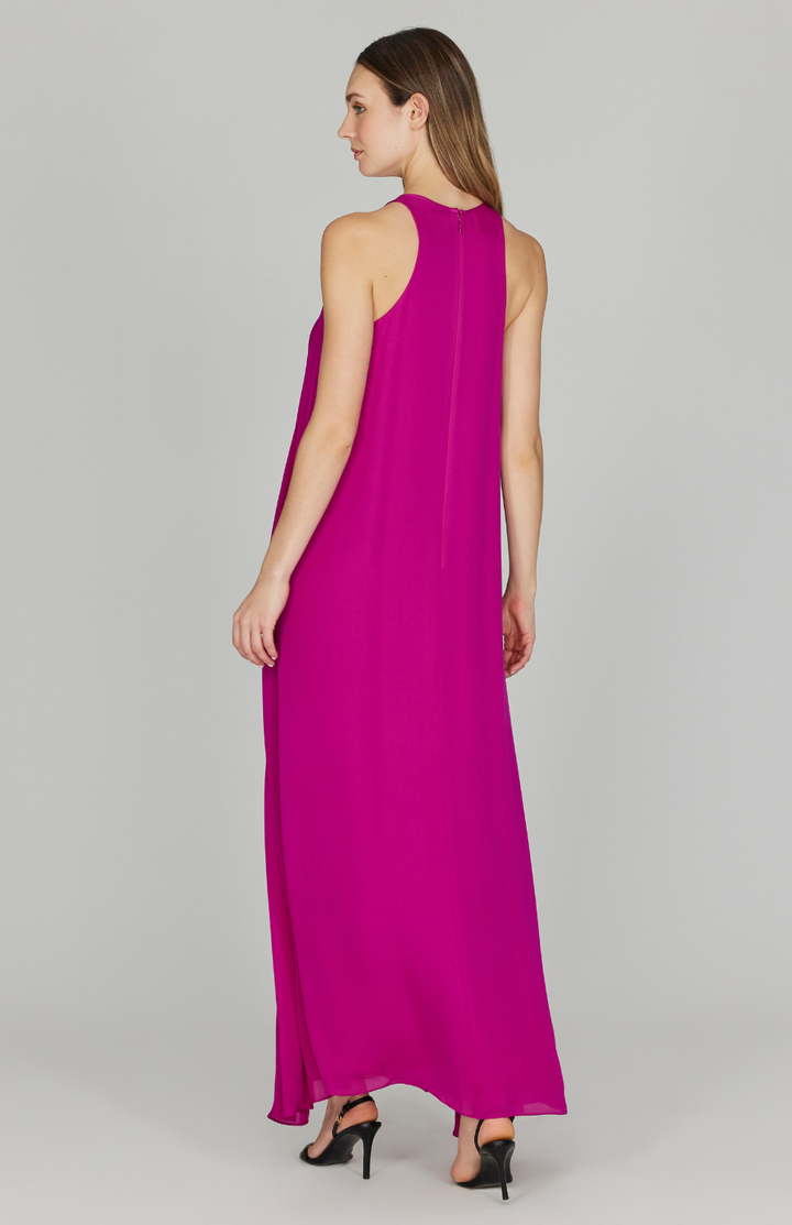 Silk Georgette Long Sleeveless Trapeze Gown
