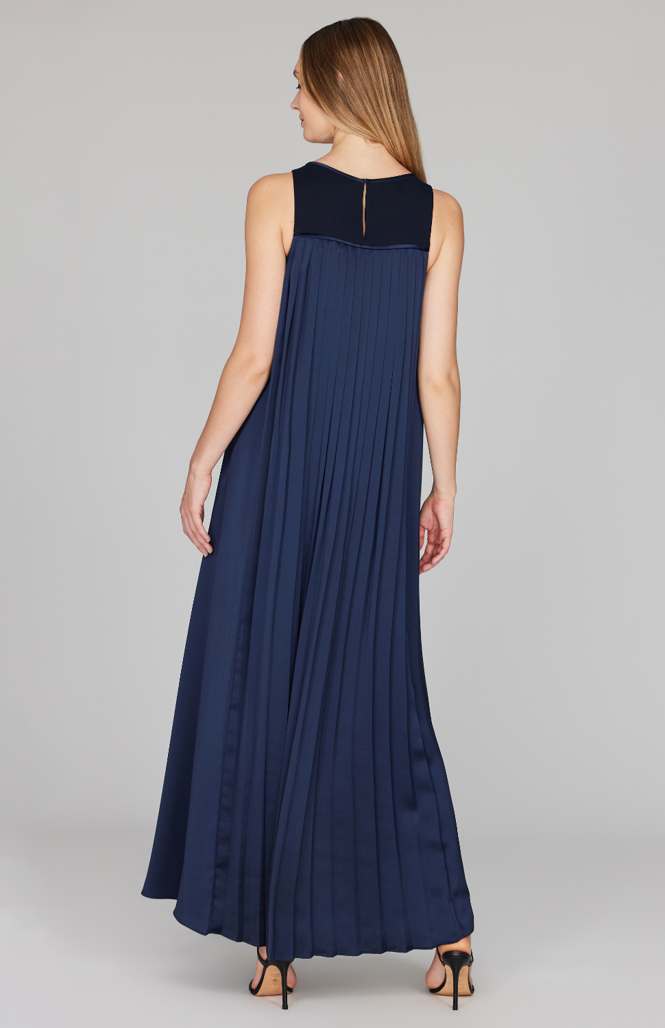 Pleat Back Trapeze Gown w/ Belt