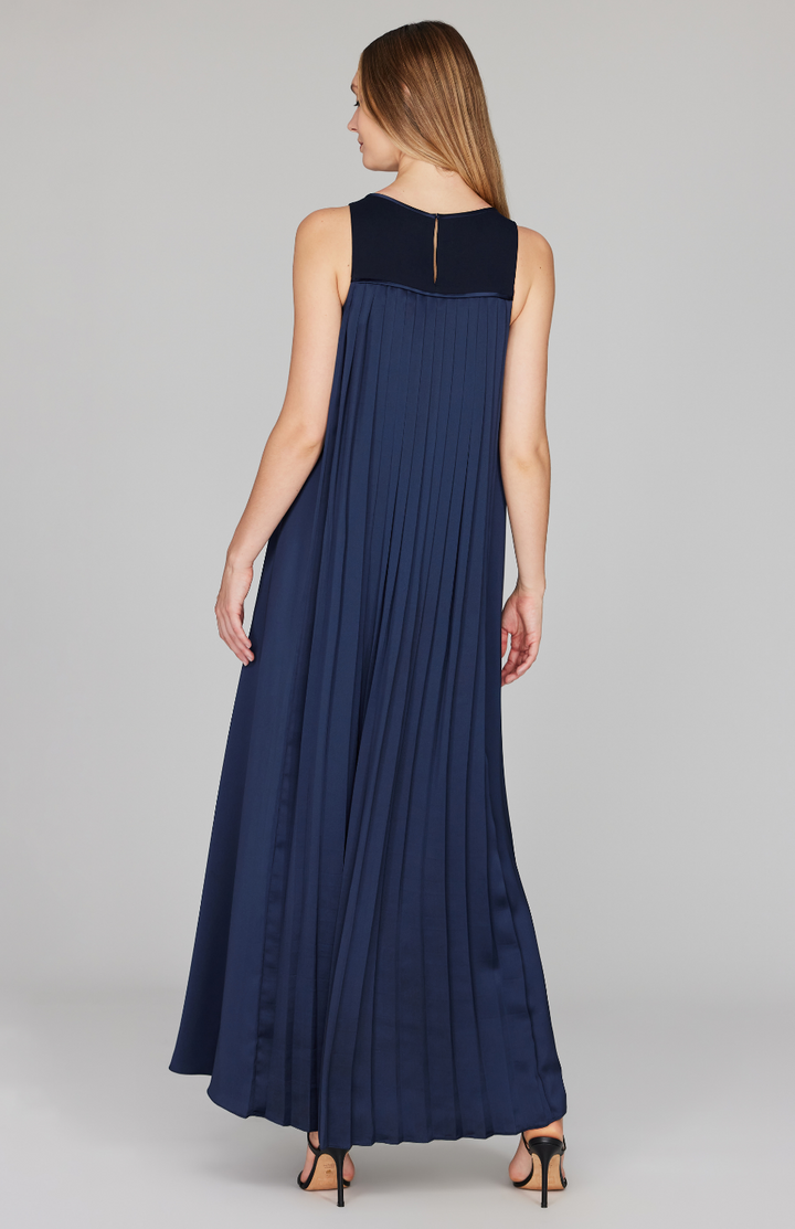 Pleat Back Trapeze Gown w/ Belt