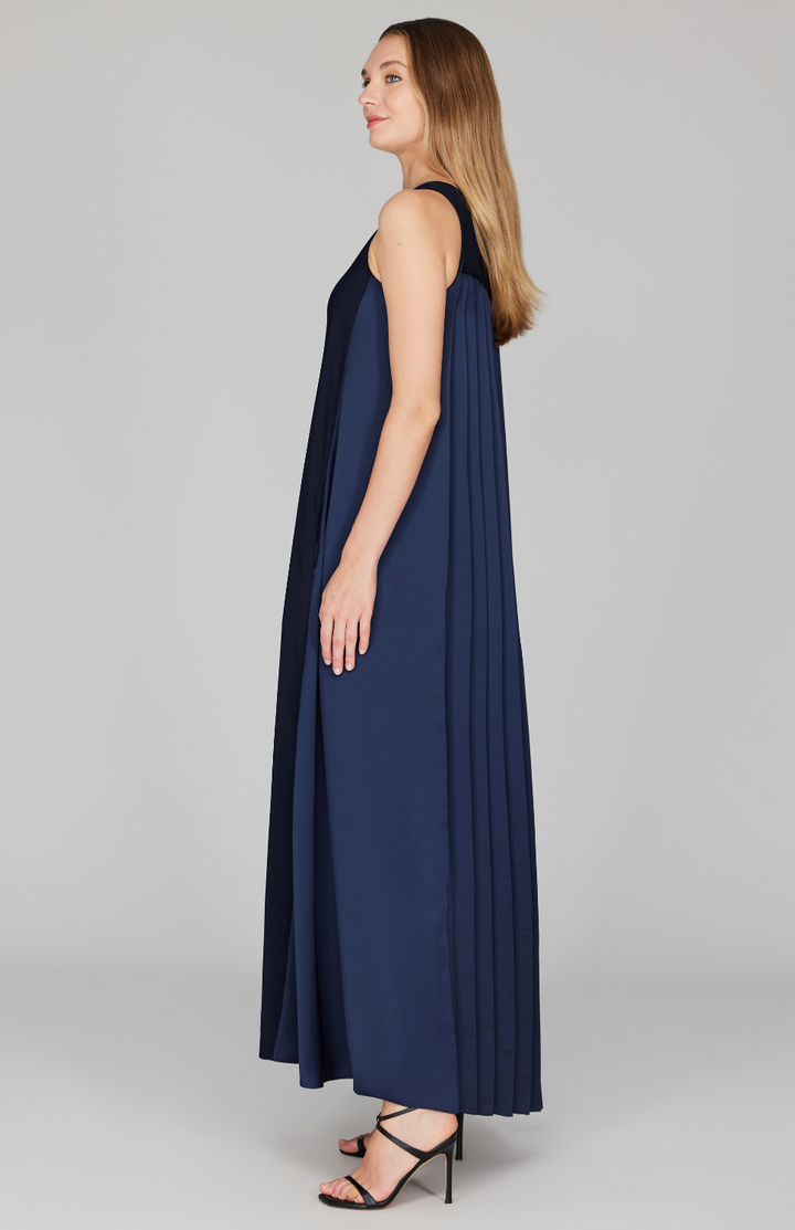 Pleat Back Trapeze Gown w/ Belt