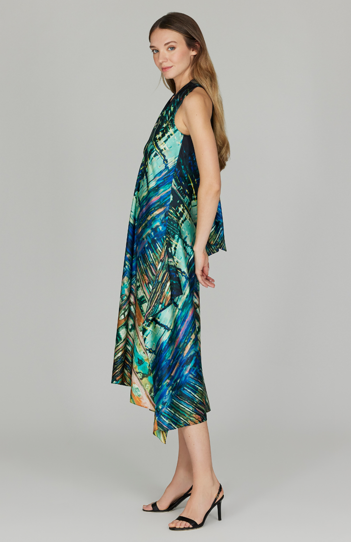 Water Reflection Cascade Halter 
Dress w/ Back Tie