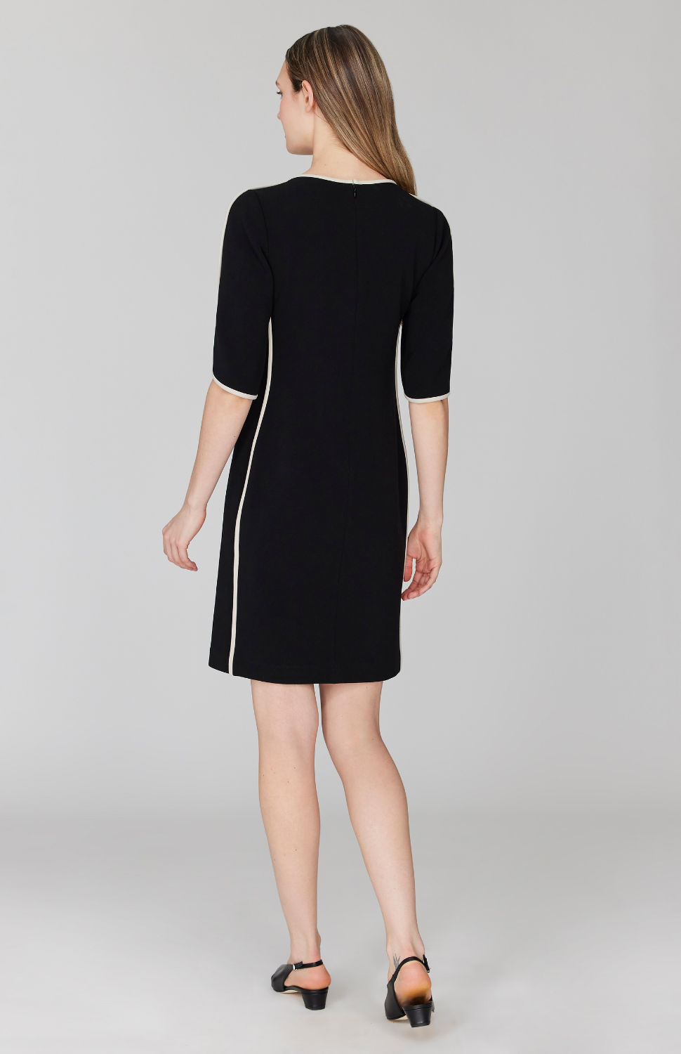 Double Face Tulip Sleeve Fitted Dress w/ Contrast Bias