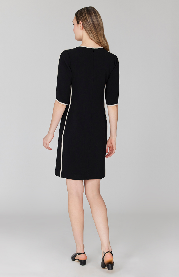 Double Face Tulip Sleeve Fitted Dress w/ Contrast Bias