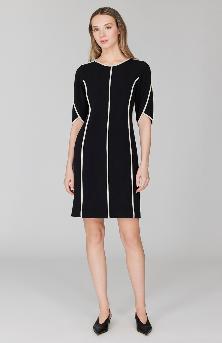 Double Face Tulip Sleeve Fitted Dress w/ Contrast Bias