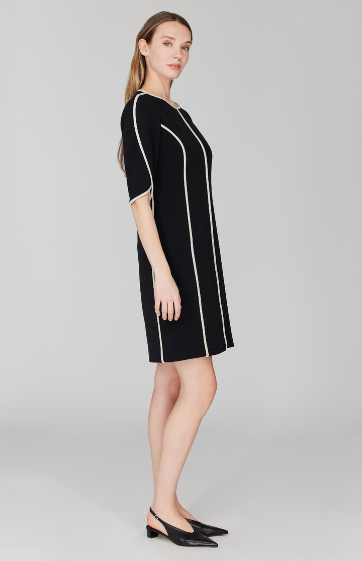 Double Face Tulip Sleeve Fitted Dress w/ Contrast Bias