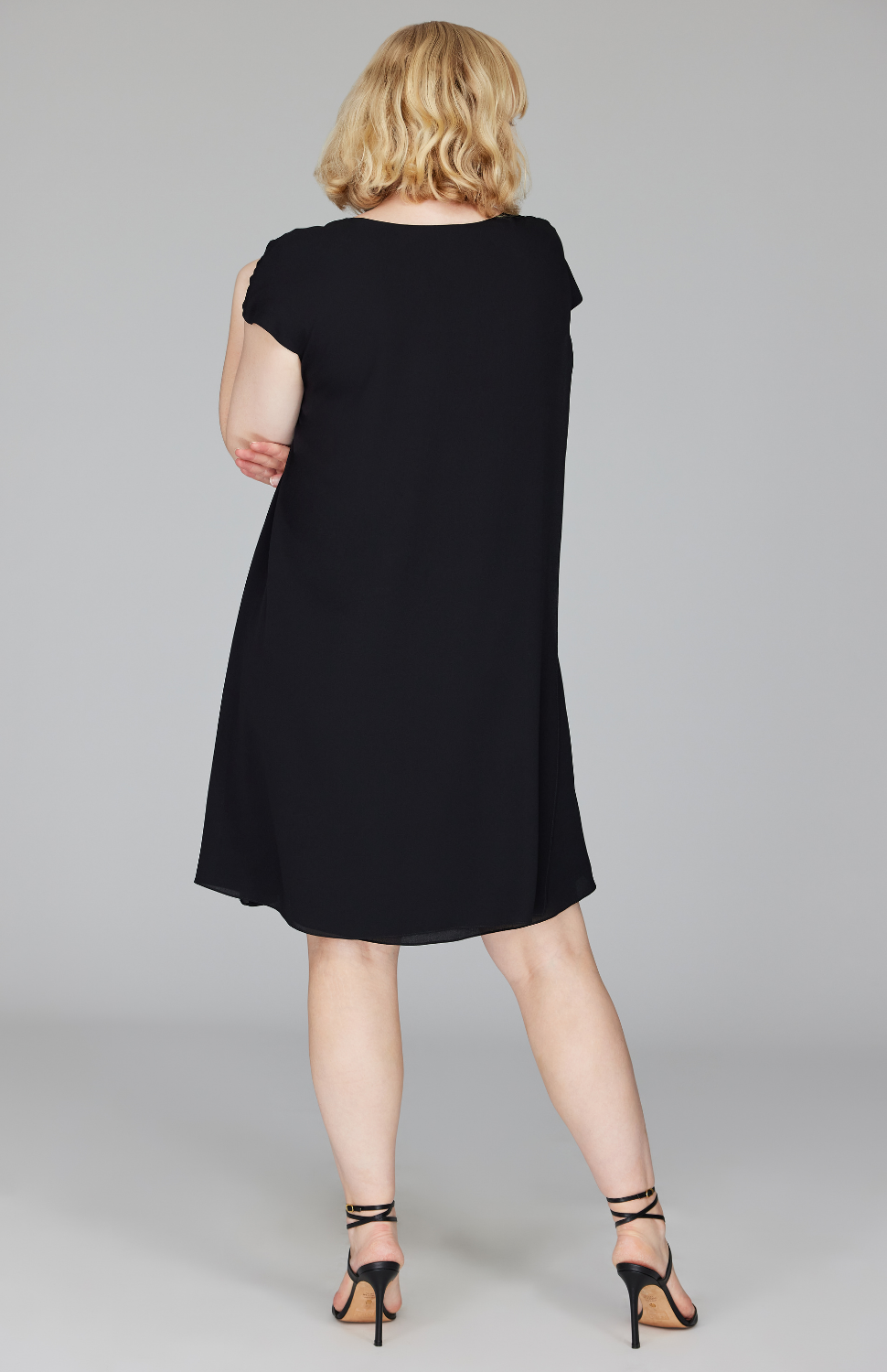 Silk Georgette Cap Sleeve Trapeze Dress
