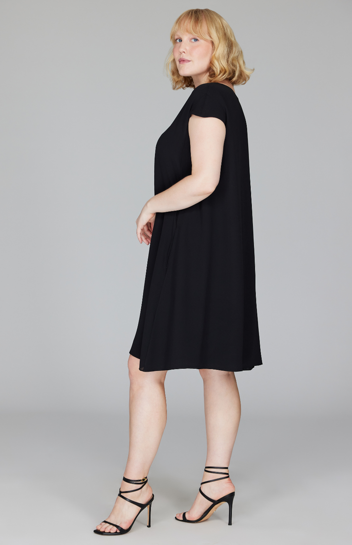 Silk Georgette Cap Sleeve Trapeze Dress