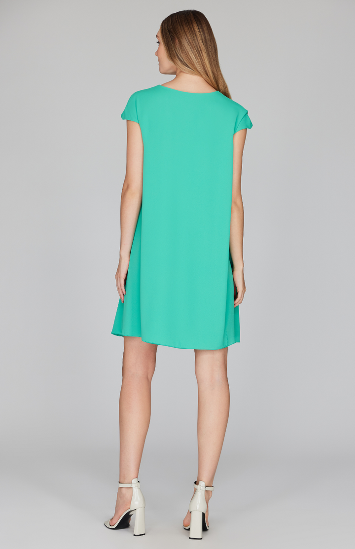 Silk Georgette Cap Sleeve Trapeze Dress