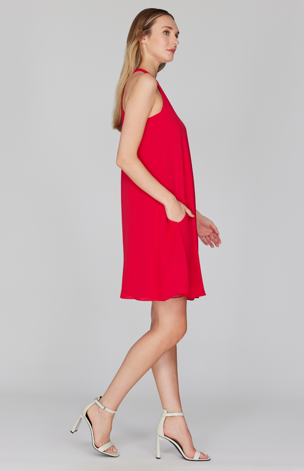 Silk Georgette Short Sleeveless Trapeze Dress