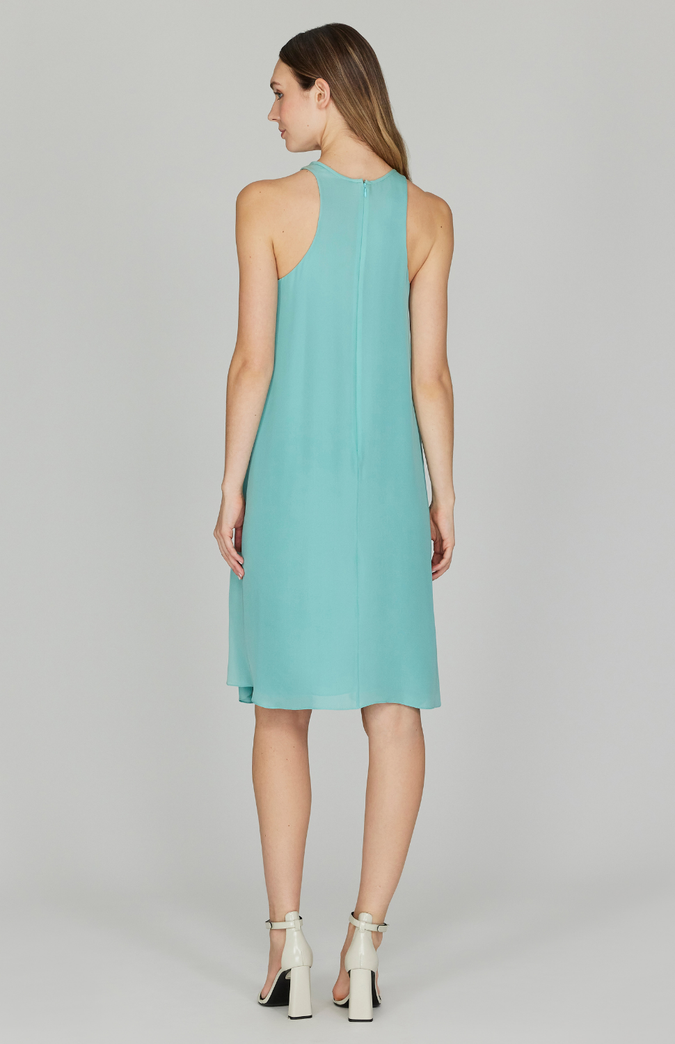 Silk Georgette Short Sleeveless Trapeze Dress