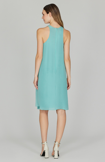 Silk Georgette Short Sleeveless Trapeze Dress