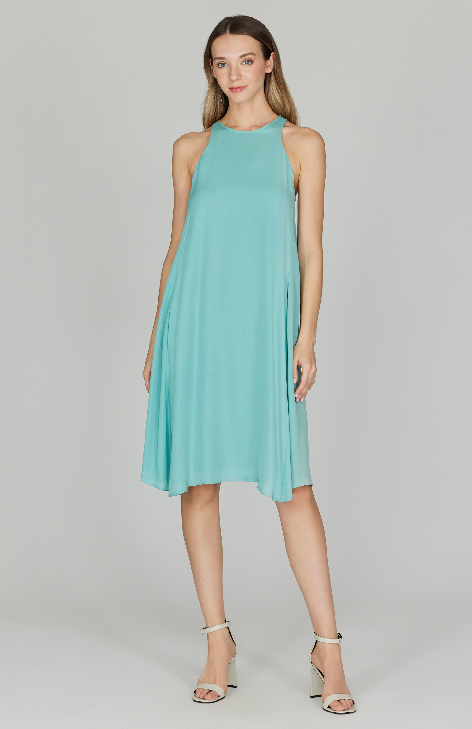 Silk Georgette Short Sleeveless Trapeze Dress