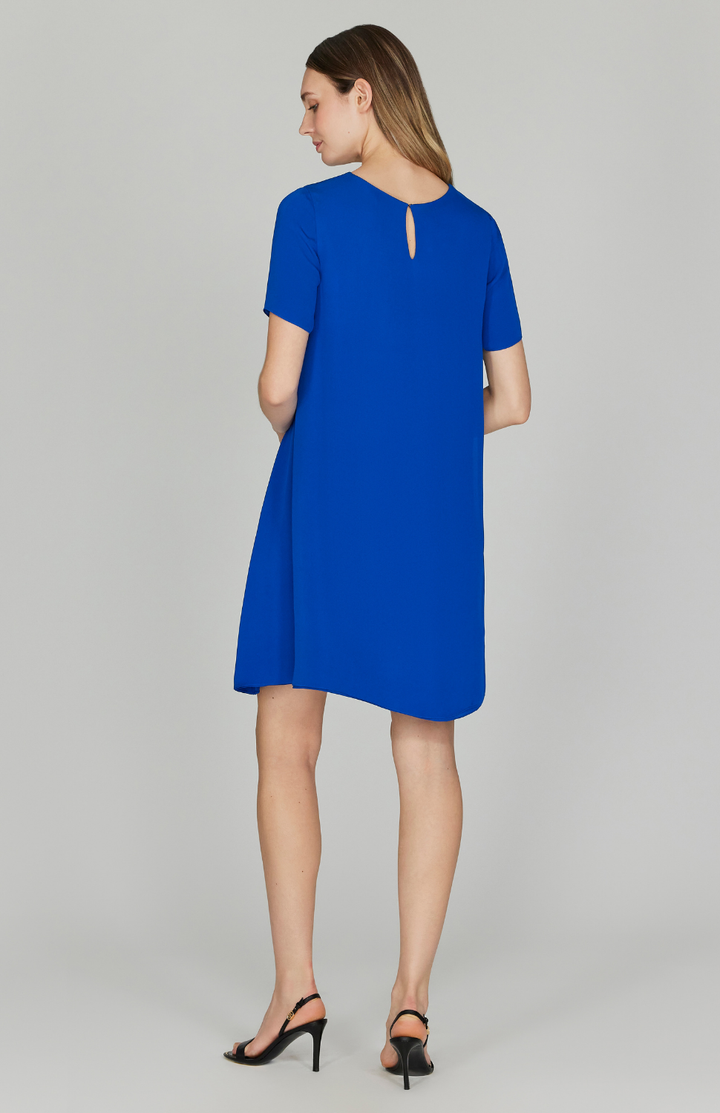 Silk Georgette Short Sleeve Back Overlap Dress