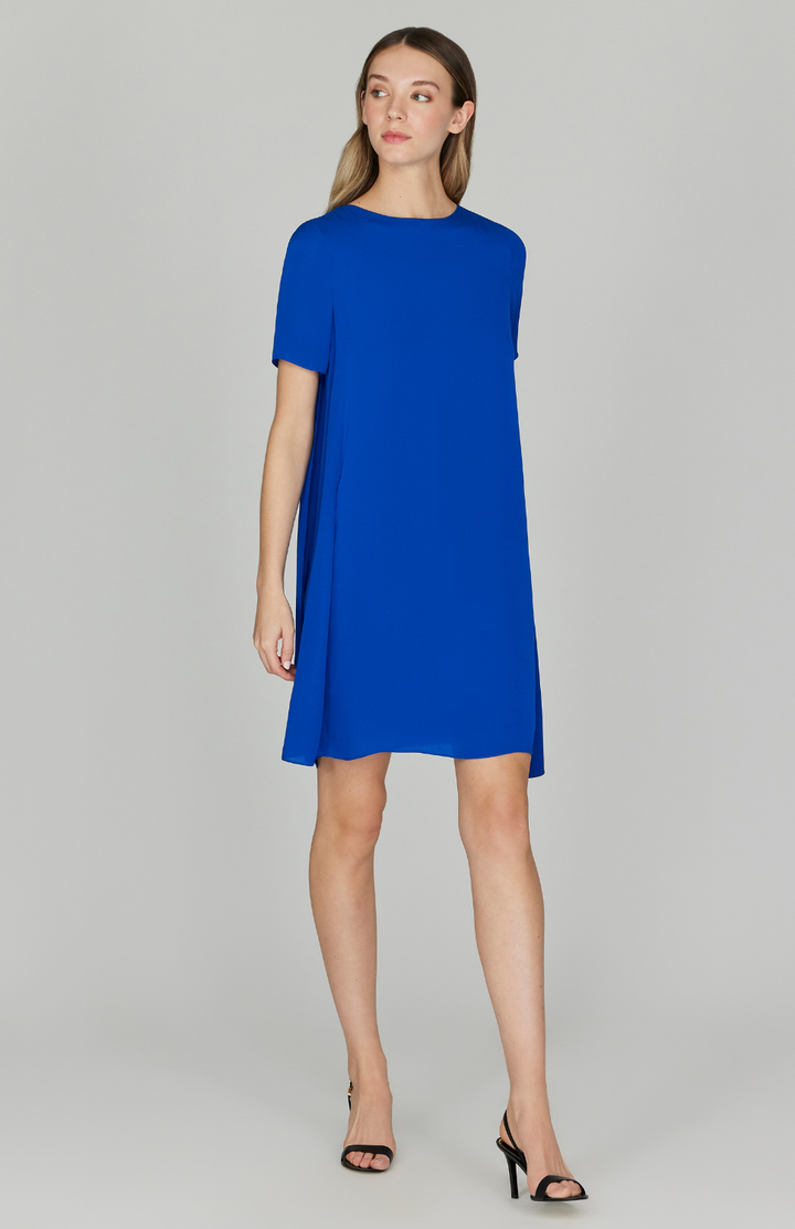 Silk Georgette Short Sleeve Back Overlap Dress