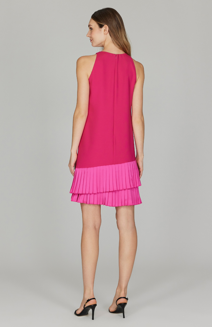 Sleeveless Short Dress w/ Layered Pleating