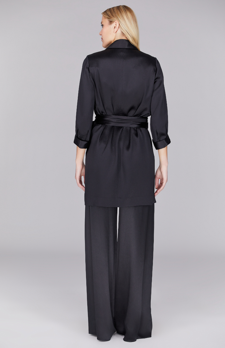 Hammered Satin Oversized Jacket w/ Belt