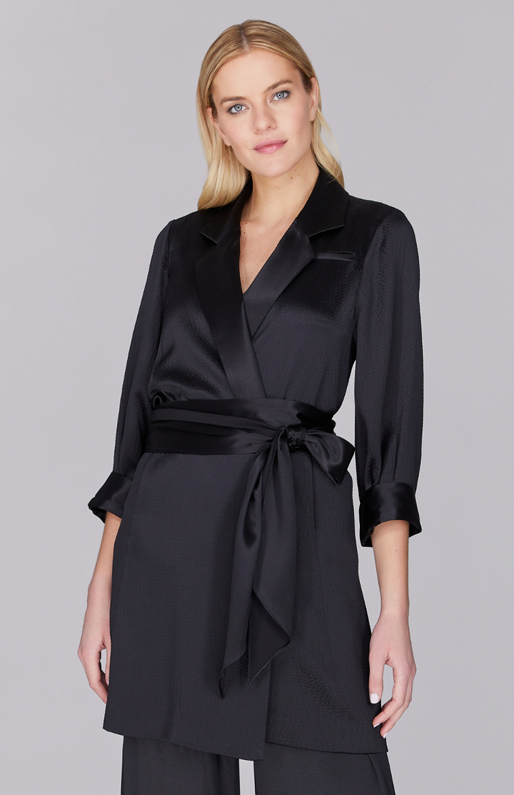 Hammered Satin Oversized Jacket w/ Belt