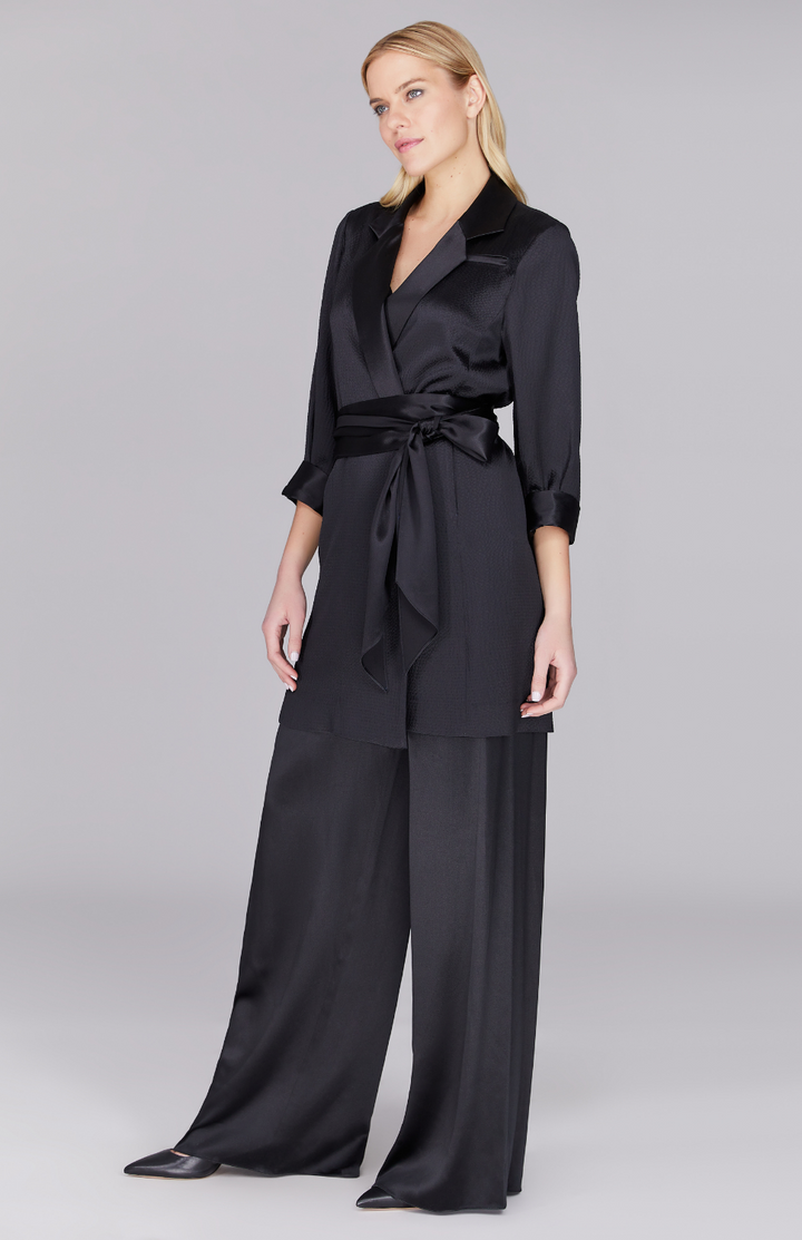 Hammered Satin Oversized Jacket w/ Belt
