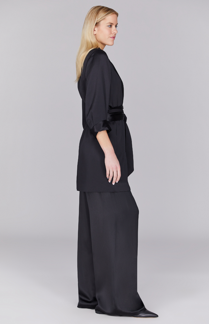 Hammered Satin Oversized Jacket w/ Belt