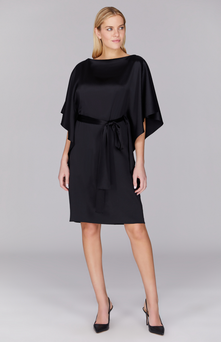 Hammered Satin Short Dress w/ Belt