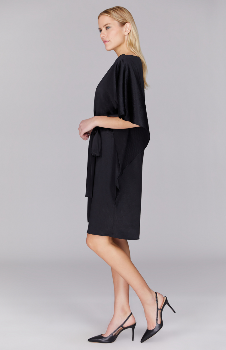 Hammered Satin Short Dress w/ Belt