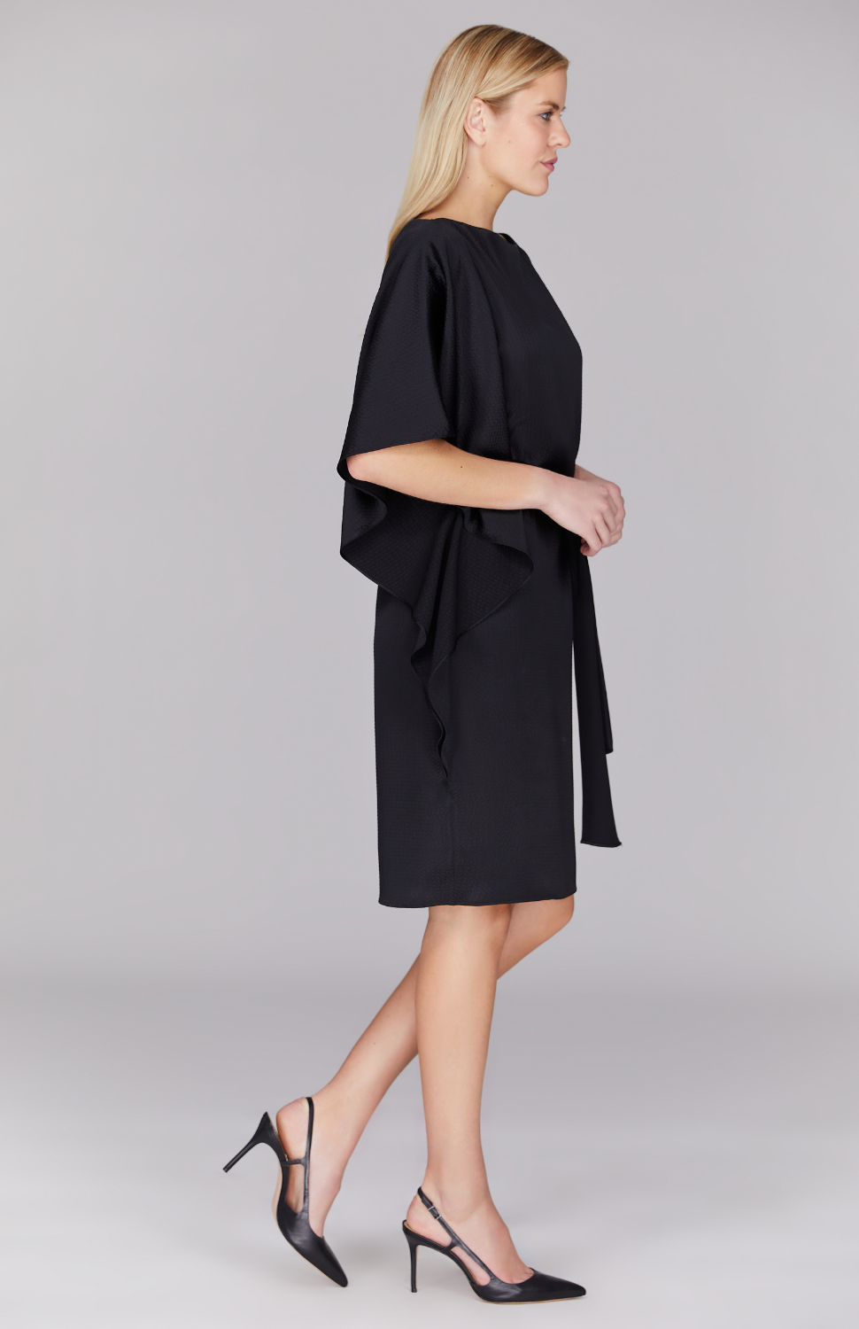 Hammered Satin Short Dress w/ Belt